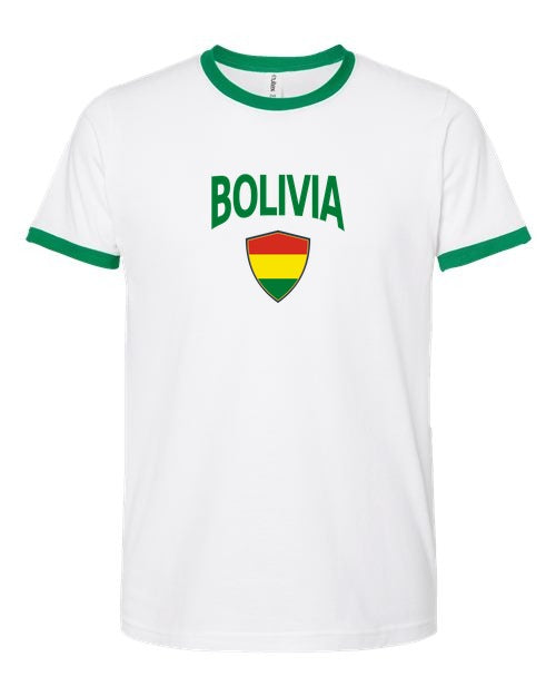 Bolivia Arched Crest Soccer Ringer Tee — NYC Factory