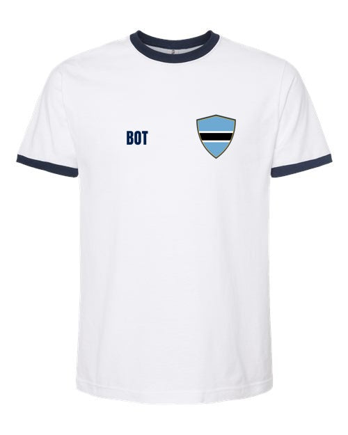 Botswana Soccer Ringer Tee — Retro National Crest | NYC Factory