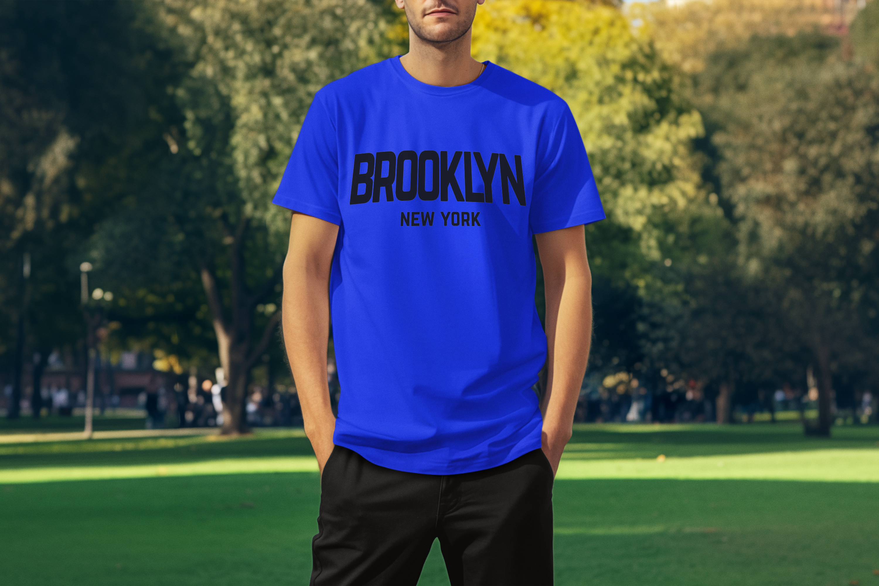 Brooklyn New York Retro Design Custom T-Shirt Royal