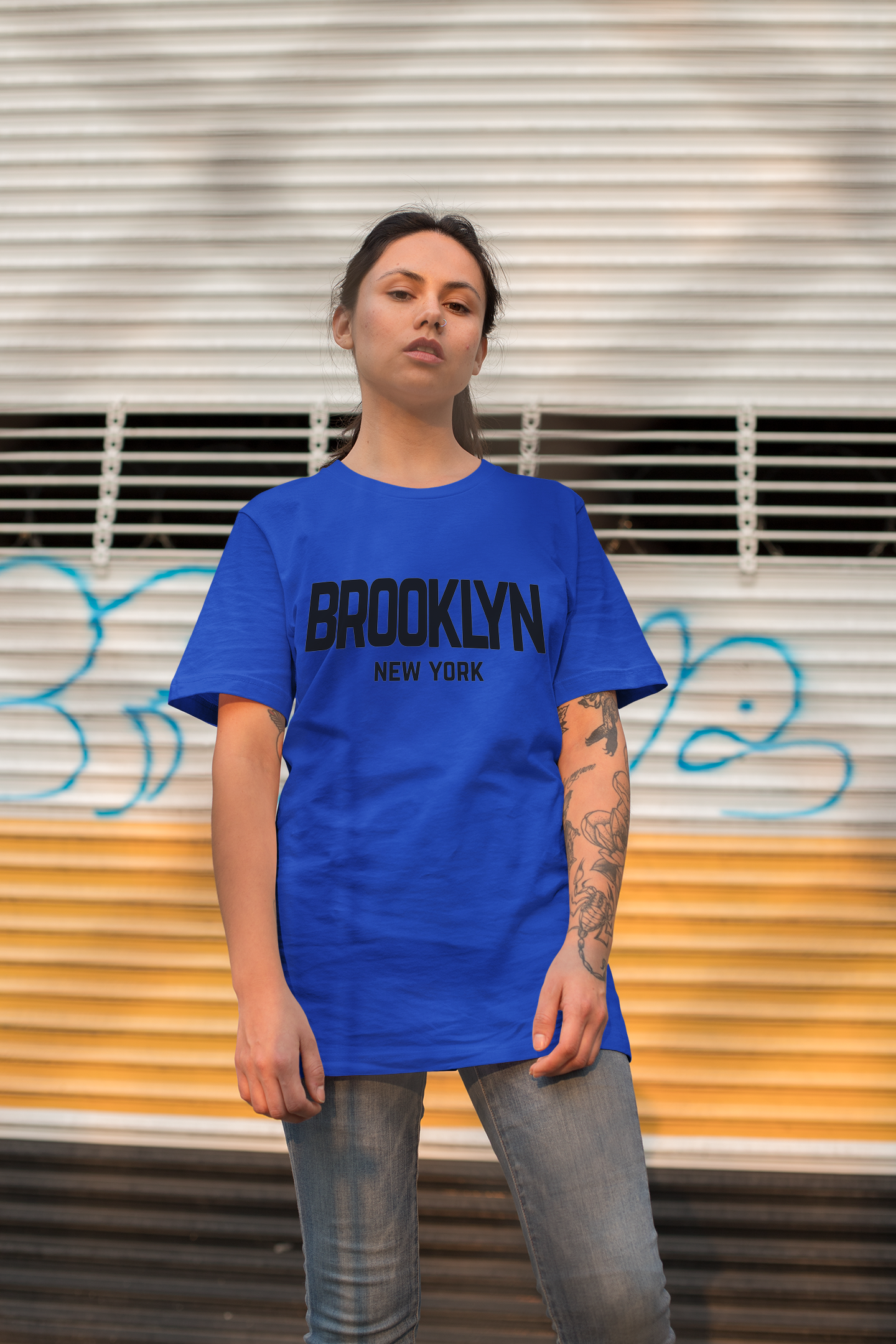 Brooklyn New York Retro Design Custom T-Shirt Royal