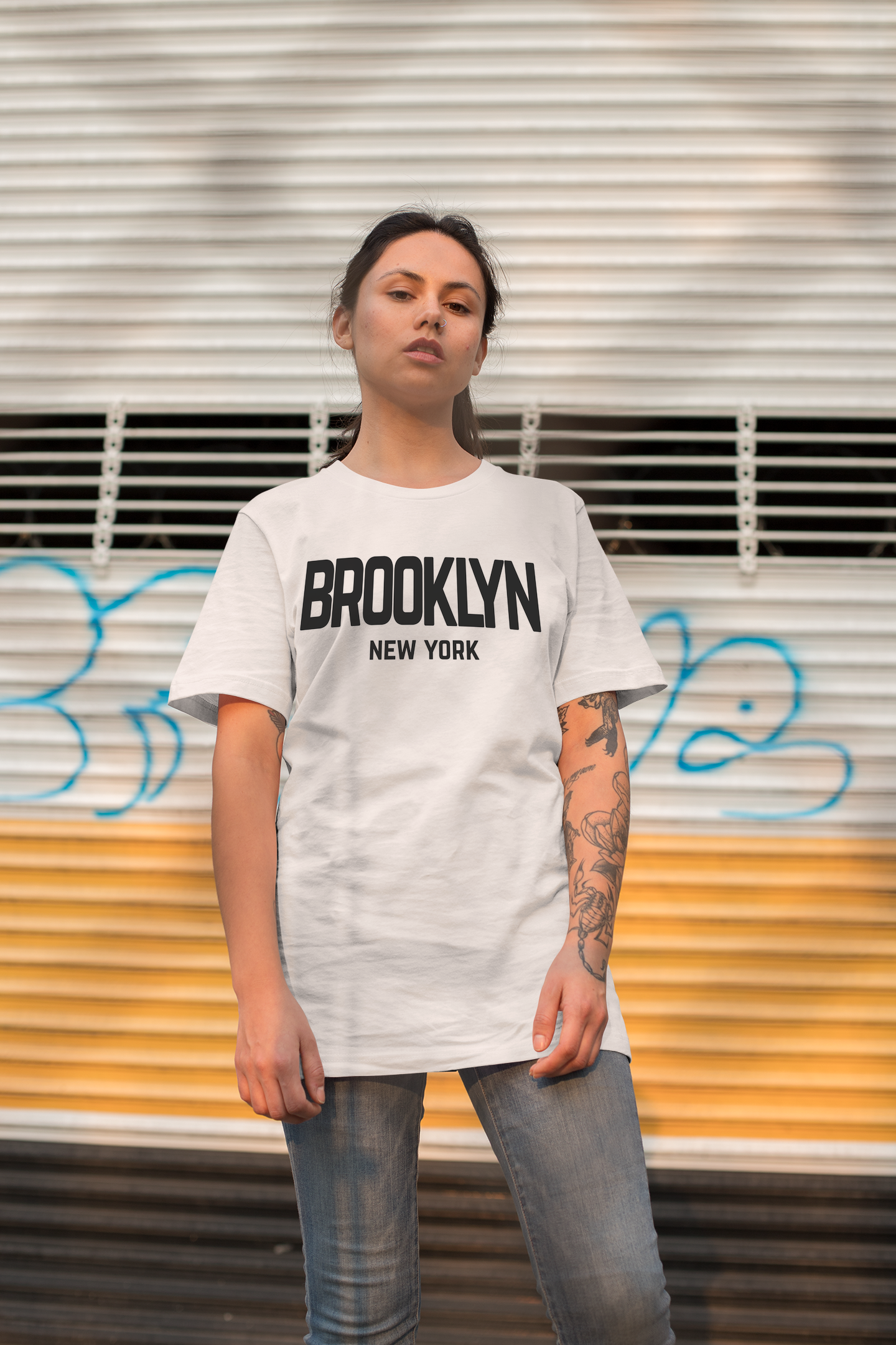 Brooklyn New York Retro Design Custom T-Shirt White