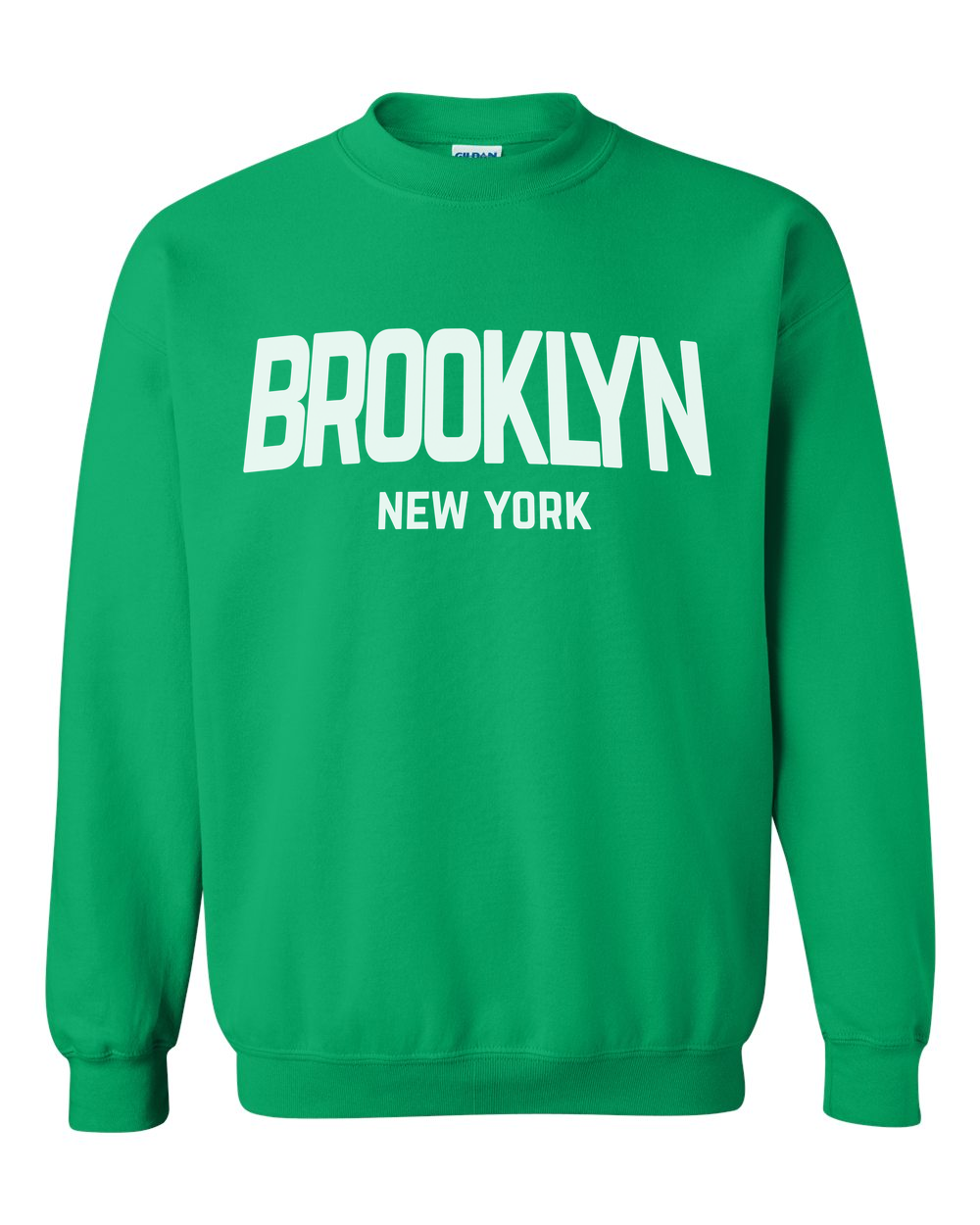 Brooklyn Retro White Design Custom Crewneck Sweatshirt Irish Green