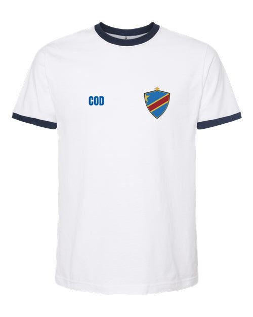 DR Congo Soccer Ringer Tee 2026 — Retro National Crest | NYC Factory