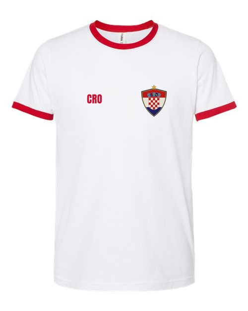 Croatia Soccer Ringer Tee 2026 — Retro National Crest | NYC Factory