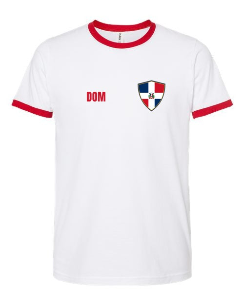 Dominican Republic Soccer Ringer Tee — Retro National Crest | NYC Factory
