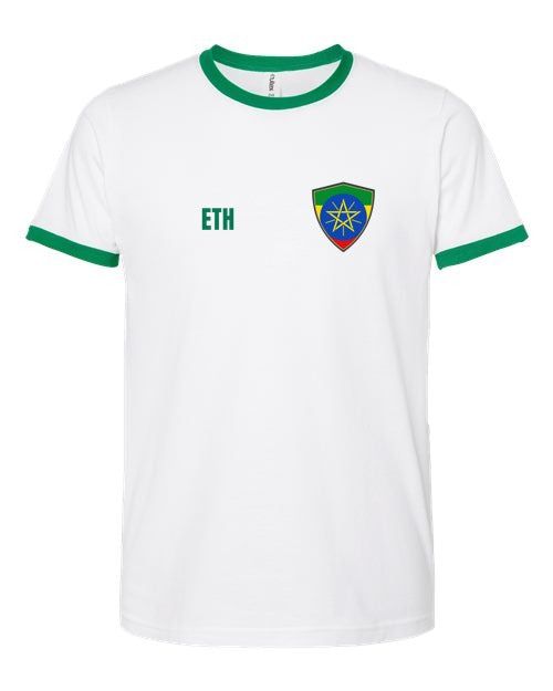 Ethiopia Soccer Ringer Tee — Retro National Crest | NYC Factory
