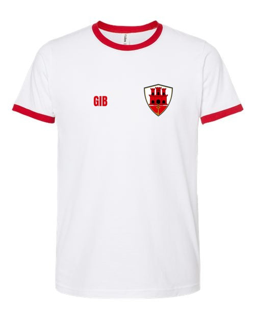 Gibraltar Soccer Ringer Tee — Retro National Crest | NYC Factory