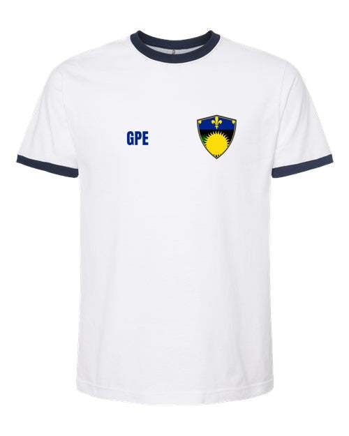Guadeloupe Soccer Ringer Tee — Retro National Crest | NYC Factory