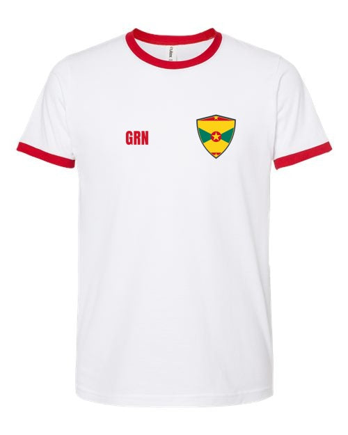 Grenada Soccer Ringer Tee — Retro National Crest | NYC Factory