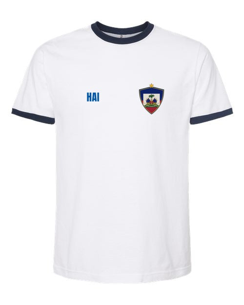 Haiti Soccer Ringer Tee 2026 — Retro National Crest | NYC Factory
