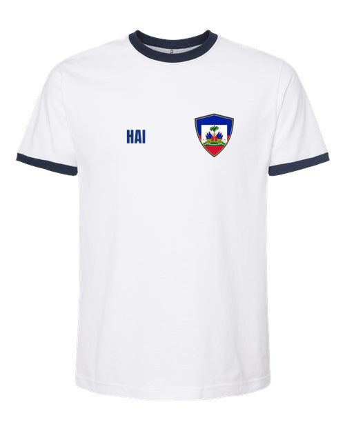 Haiti Soccer Ringer Tee 2026 — Retro National Crest | NYC Factory