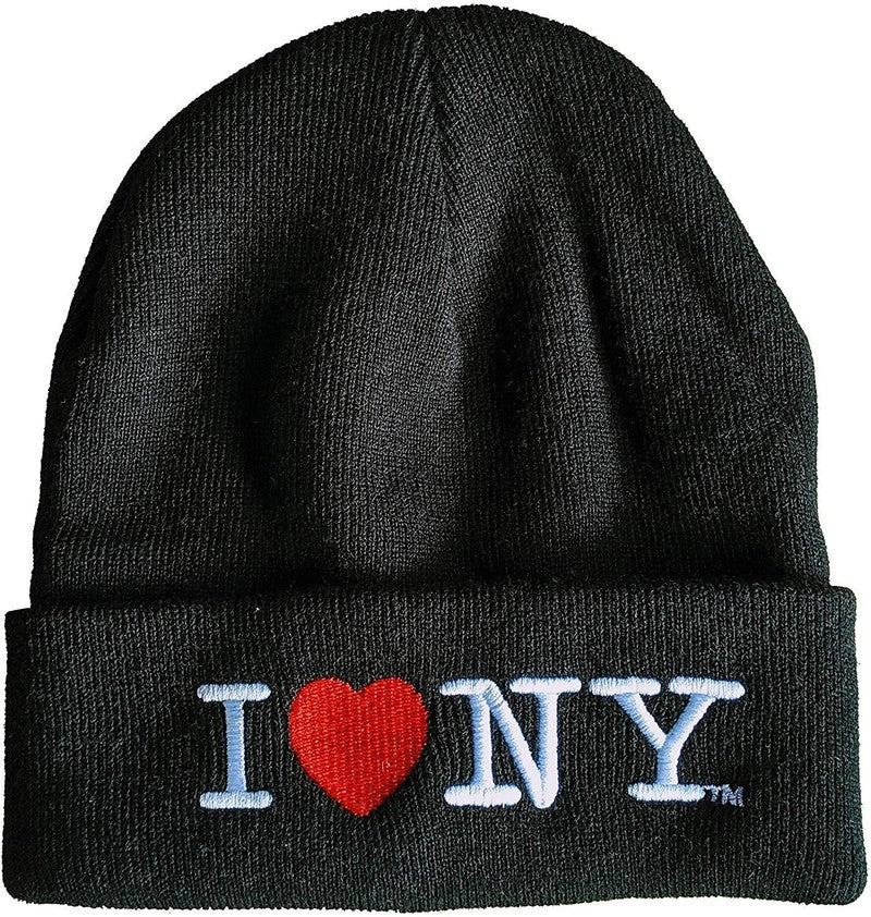 I Love NY Heart Winter Hat Beanie Skull Cap Officially Licensed Black