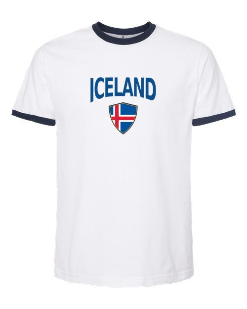 Iceland Arched Crest Soccer Ringer Tee — NYC Factory