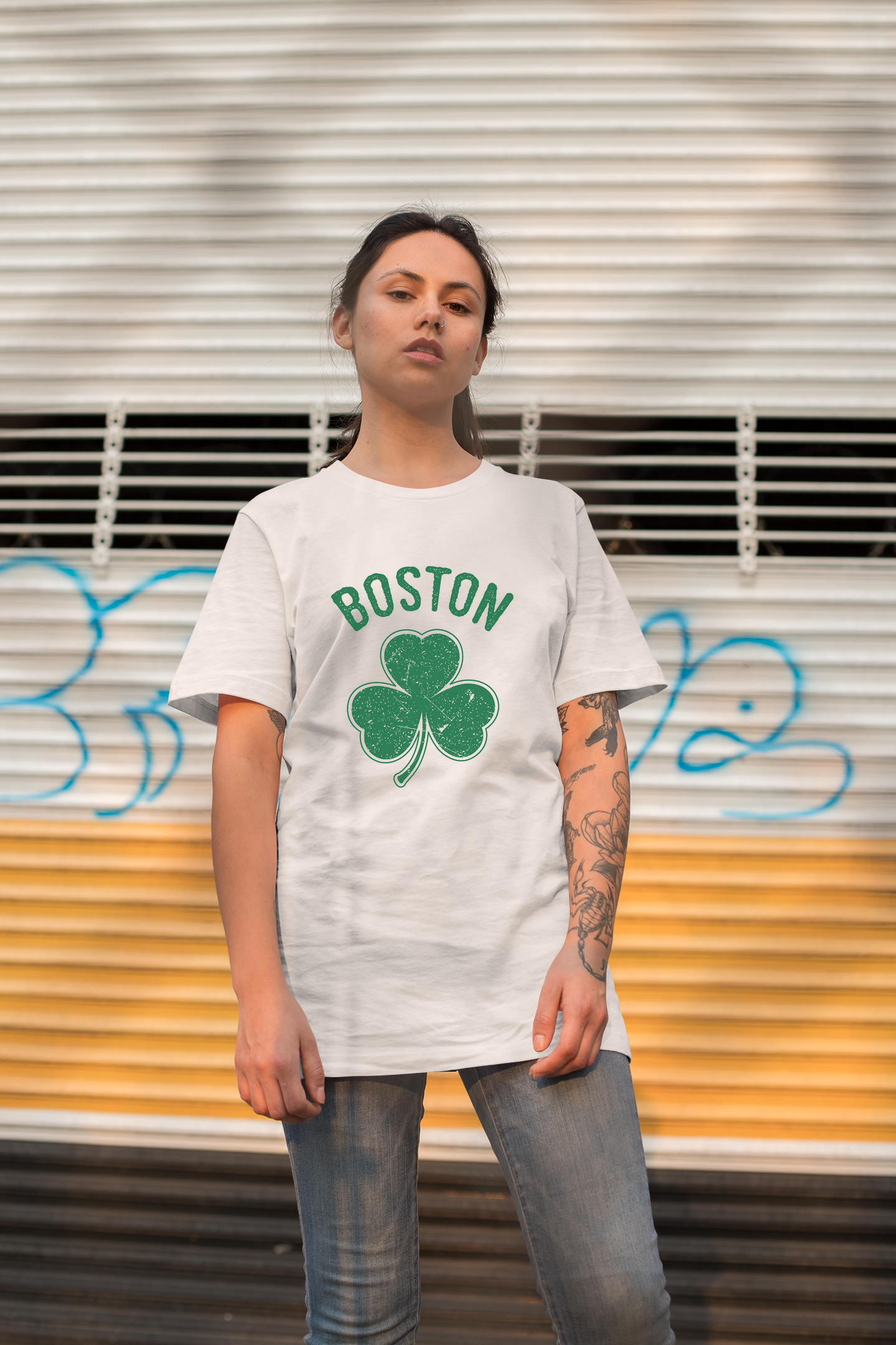 Irish Boston Shamrock Design Custom T-Shirt