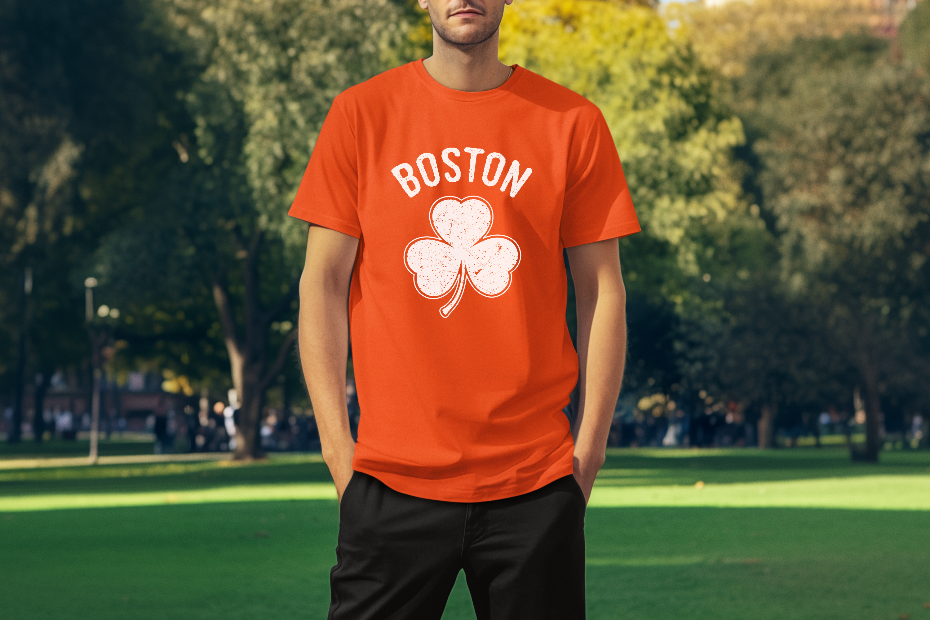Irish Boston Shamrock White Design Custom T-Shirt