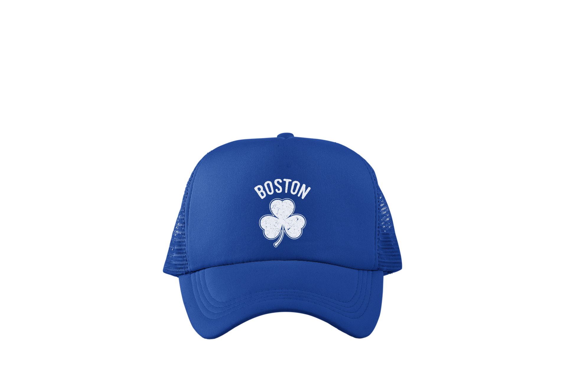 Irish Boston Shamrock White Design Trucker Baseball Hat