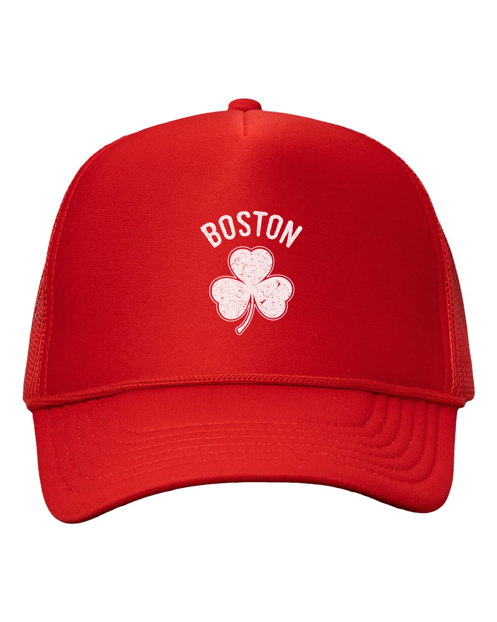 Irish Boston Shamrock White Design Trucker Baseball Hat