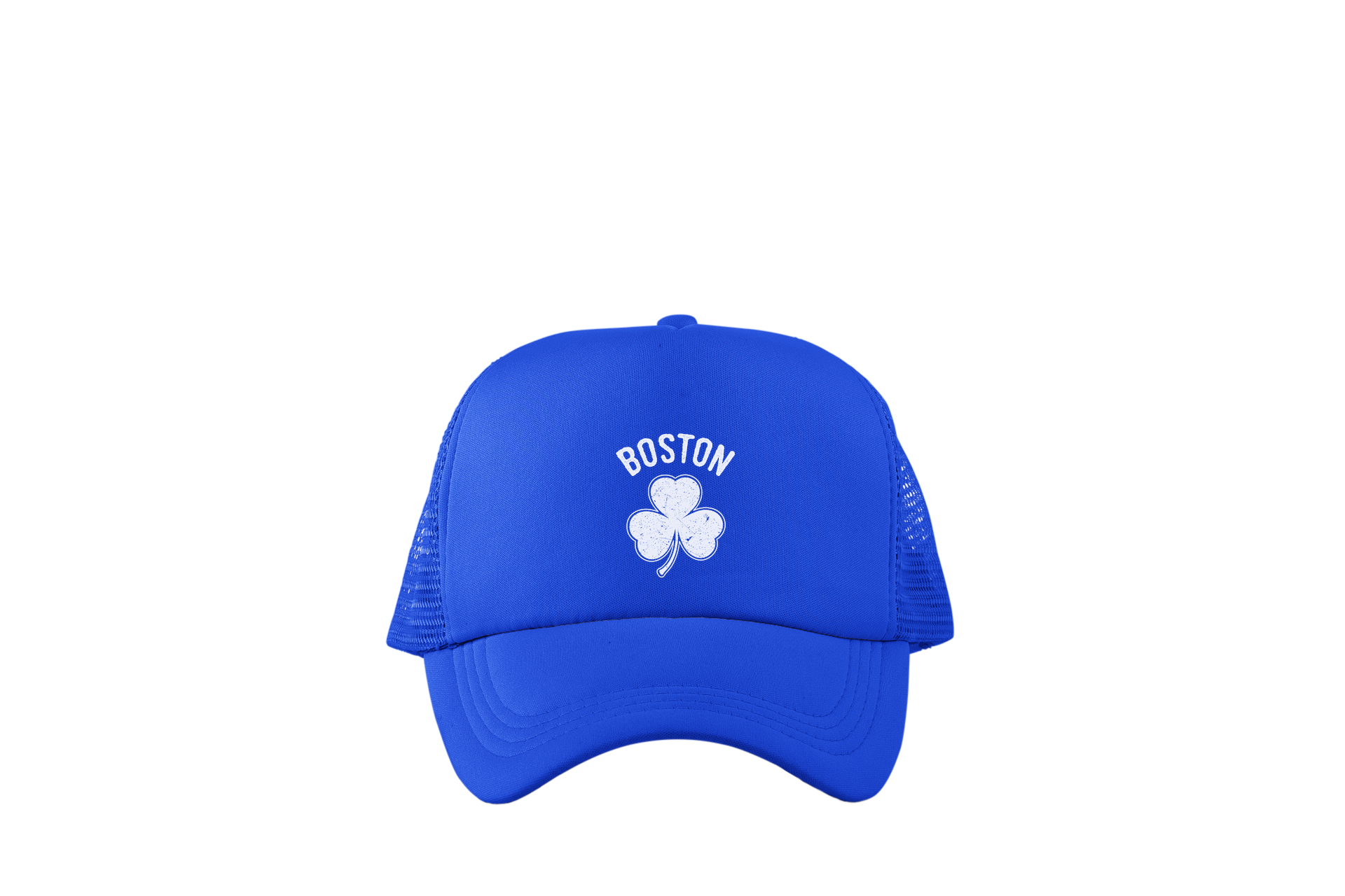 Irish Boston Shamrock White Design Trucker Baseball Hat