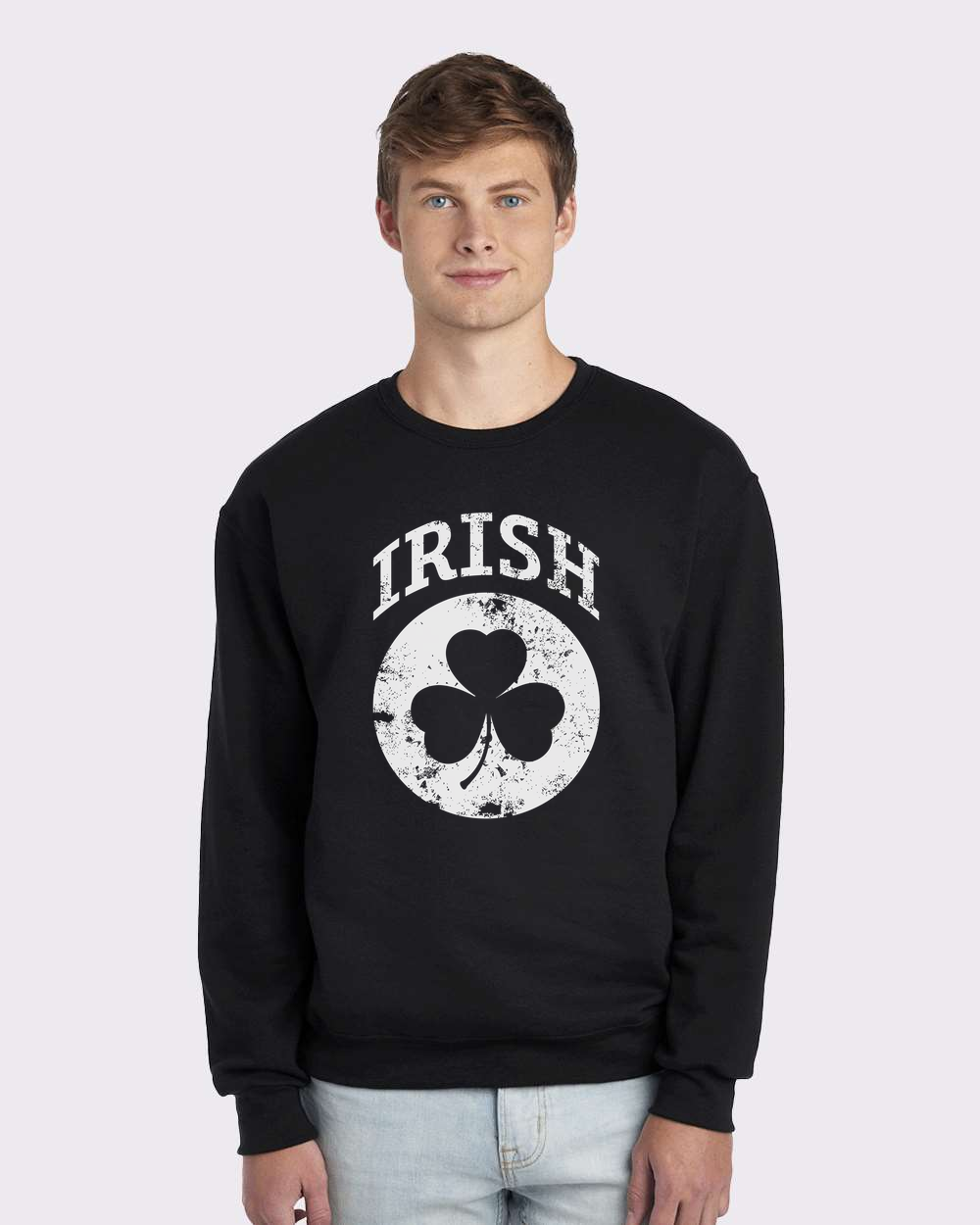 Irish Shamrock White Design Custom Crewneck Sweatshirt