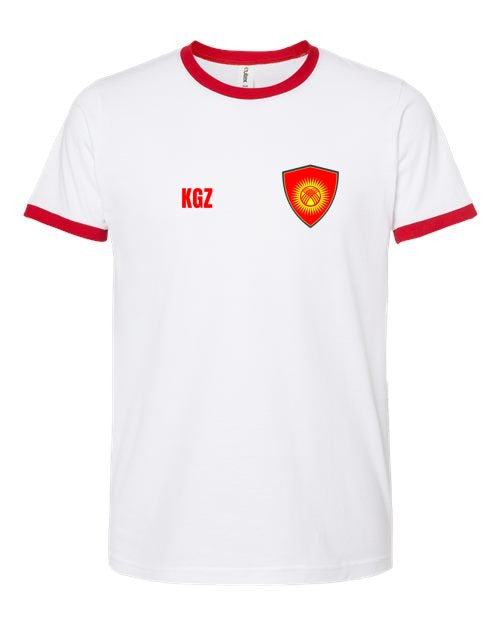 Kyrgyzstan Soccer Ringer Tee — Retro National Crest | NYC Factory