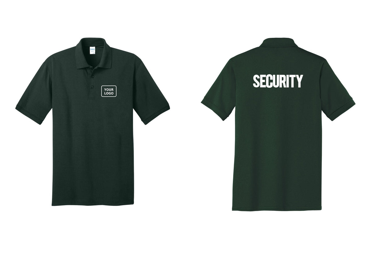 NYC Factory Men's Custom Logo Security Polo Shirt - Your Logo + Back - Dark Green