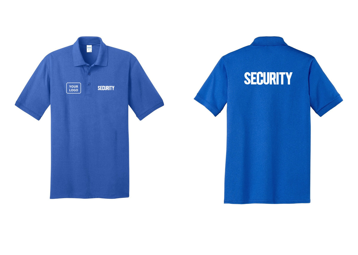 NYC Factory Men's Custom Logo Security Polo Shirt - SECURITY + Your Logo + Back - Royal