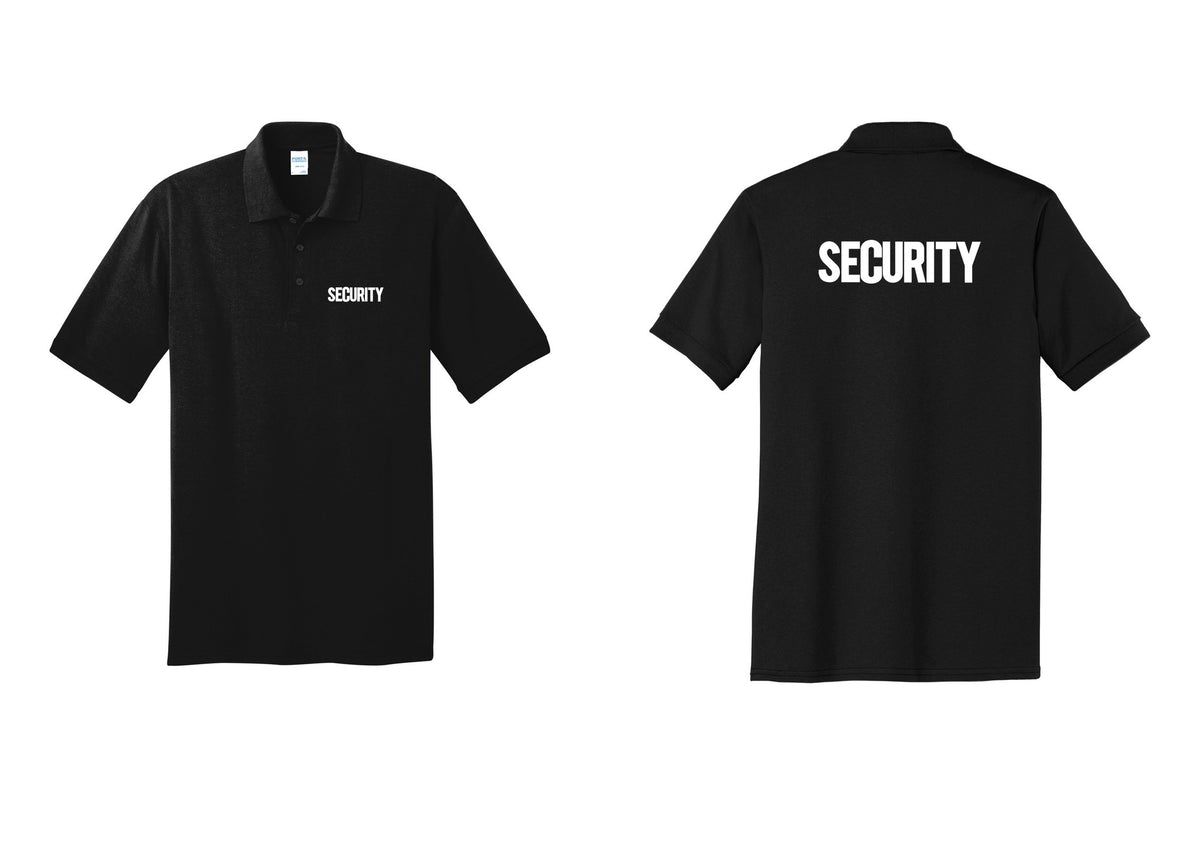 NYC Factory Men's Security Polo Shirt - Chest + Back - Black