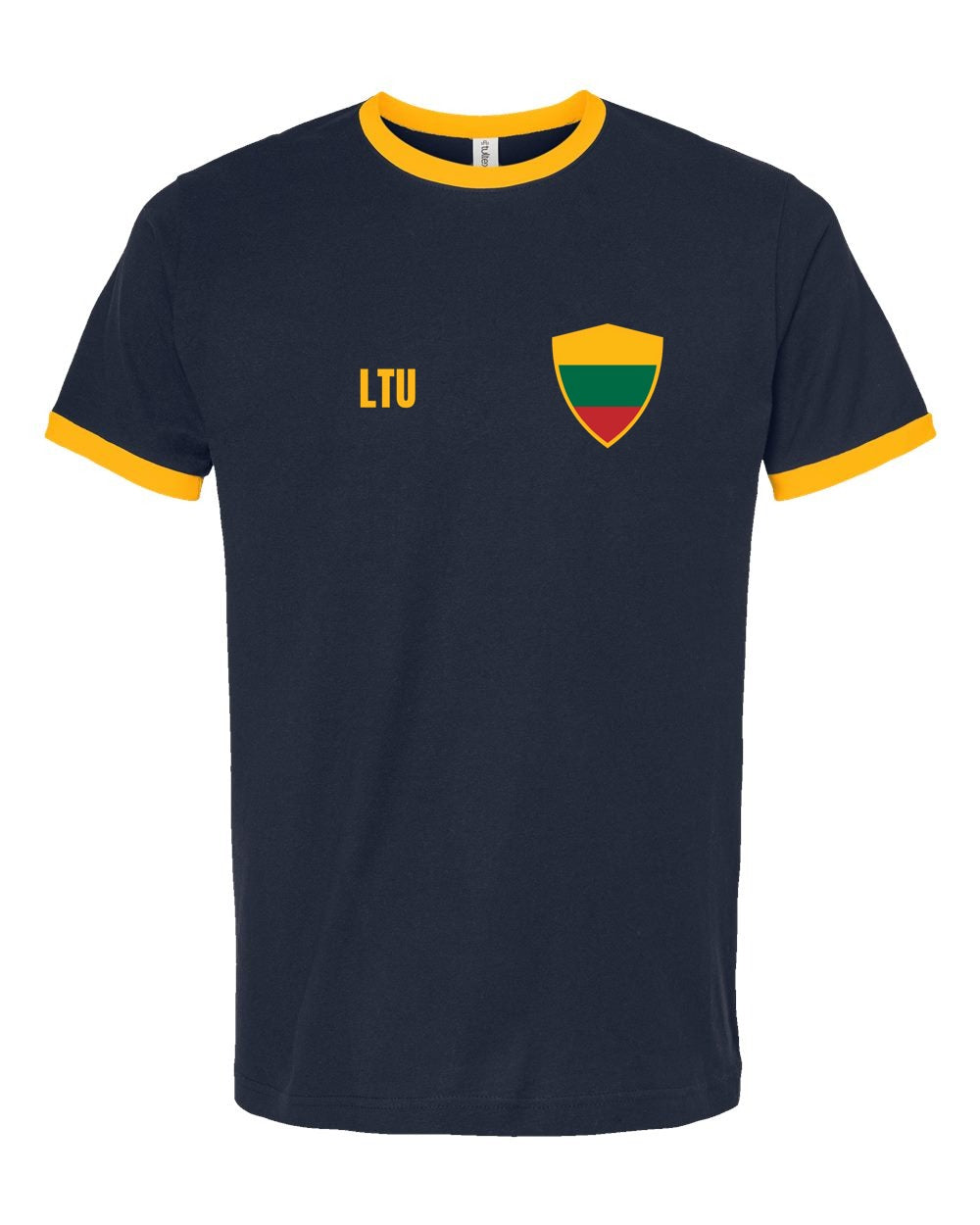 Lithuania Soccer Ringer Tee — Retro National Crest | NYC Factory