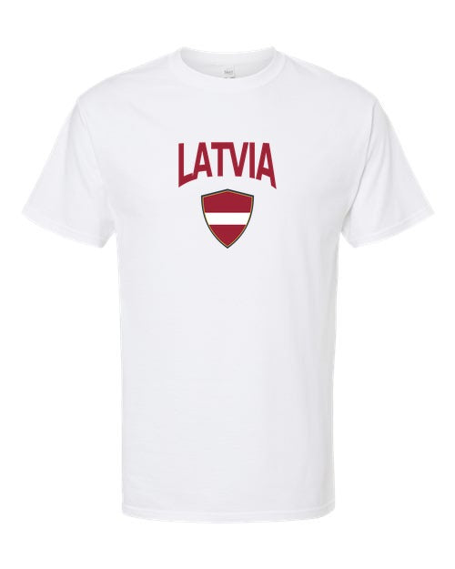 Latvia Arched Crest Soccer Tee — NYC Factory