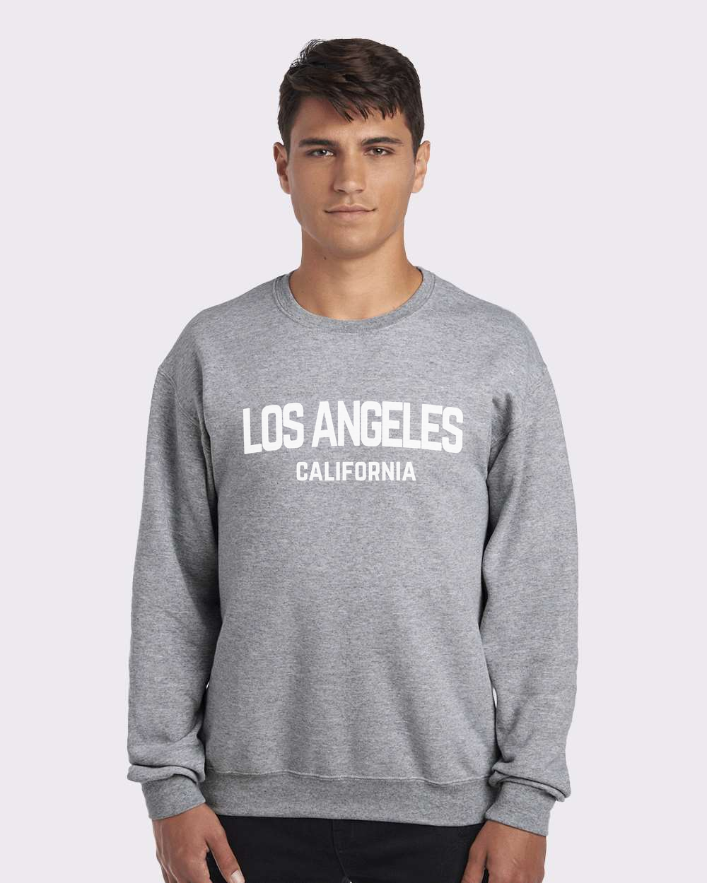 Los Angeles California White Retro Design Custom Crewneck Sweatshirt Heather Gray
