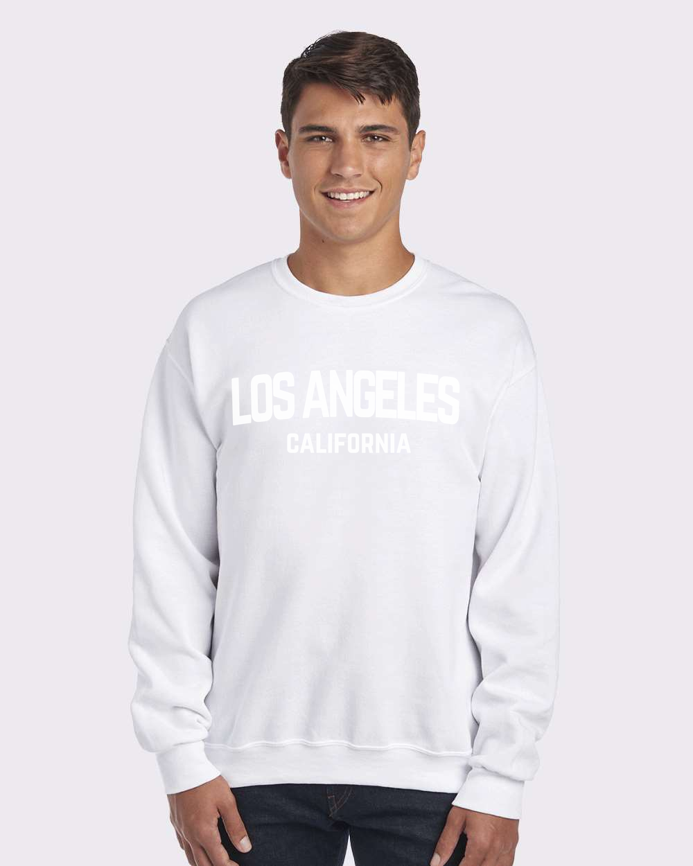 Los Angeles California White Retro Design Custom Crewneck Sweatshirt White