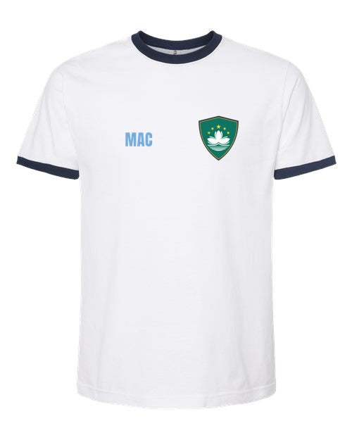 Macau Soccer Ringer Tee — Retro National Crest | NYC Factory
