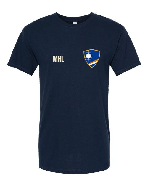 Marshall Islands Soccer Tee — Retro National Crest | NYC Factory