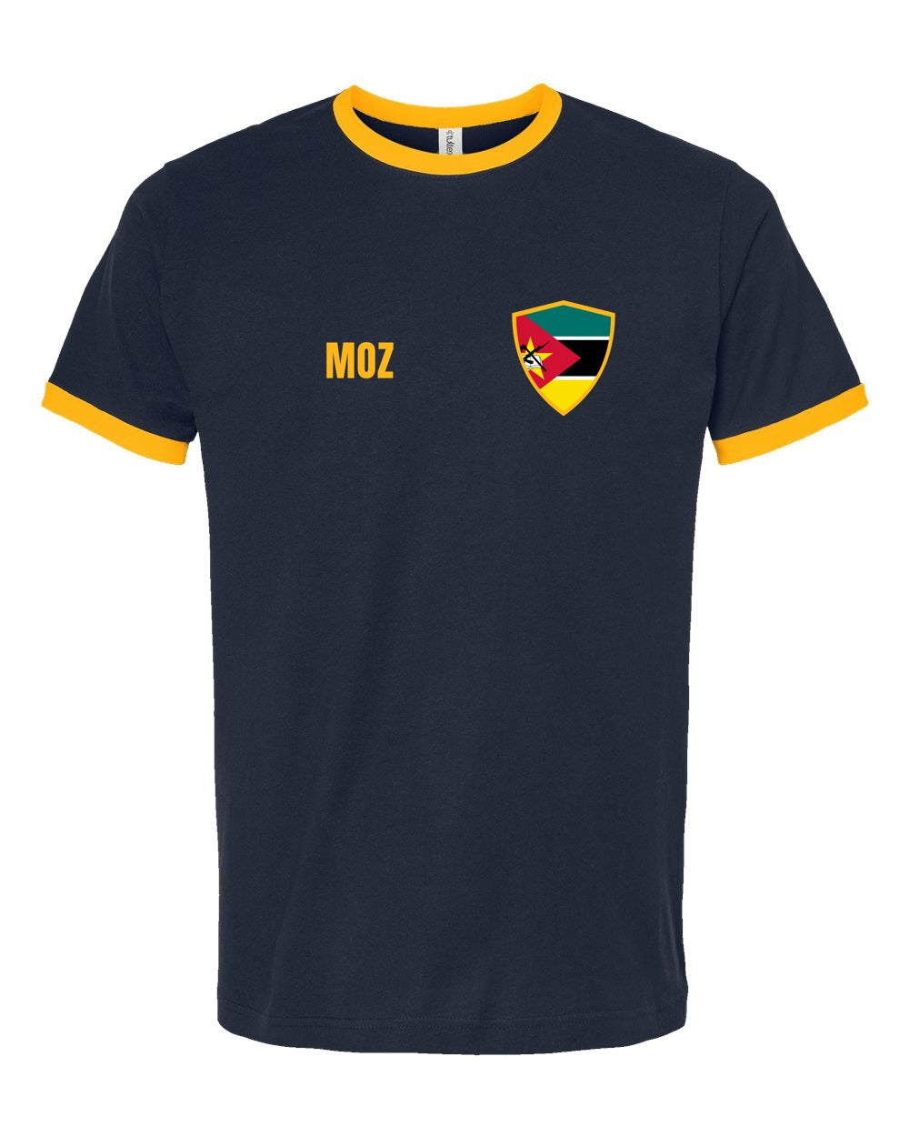 Mozambique Soccer Ringer Tee — Retro National Crest | NYC Factory