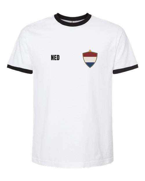 Netherlands Soccer Ringer Tee 2026 — Retro National Crest | NYC Factory