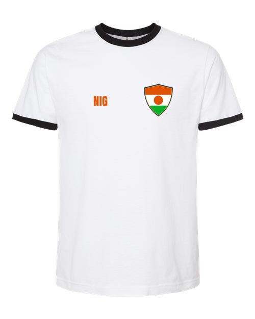Niger Soccer Ringer Tee — Retro National Crest | NYC Factory