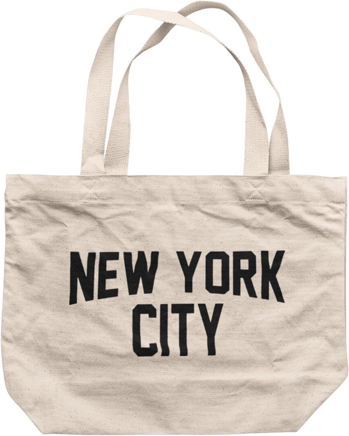 New York CIty - Jumbo Size Bag Vintage Style Retro City Cotton Canvas NYC Tote Bags
