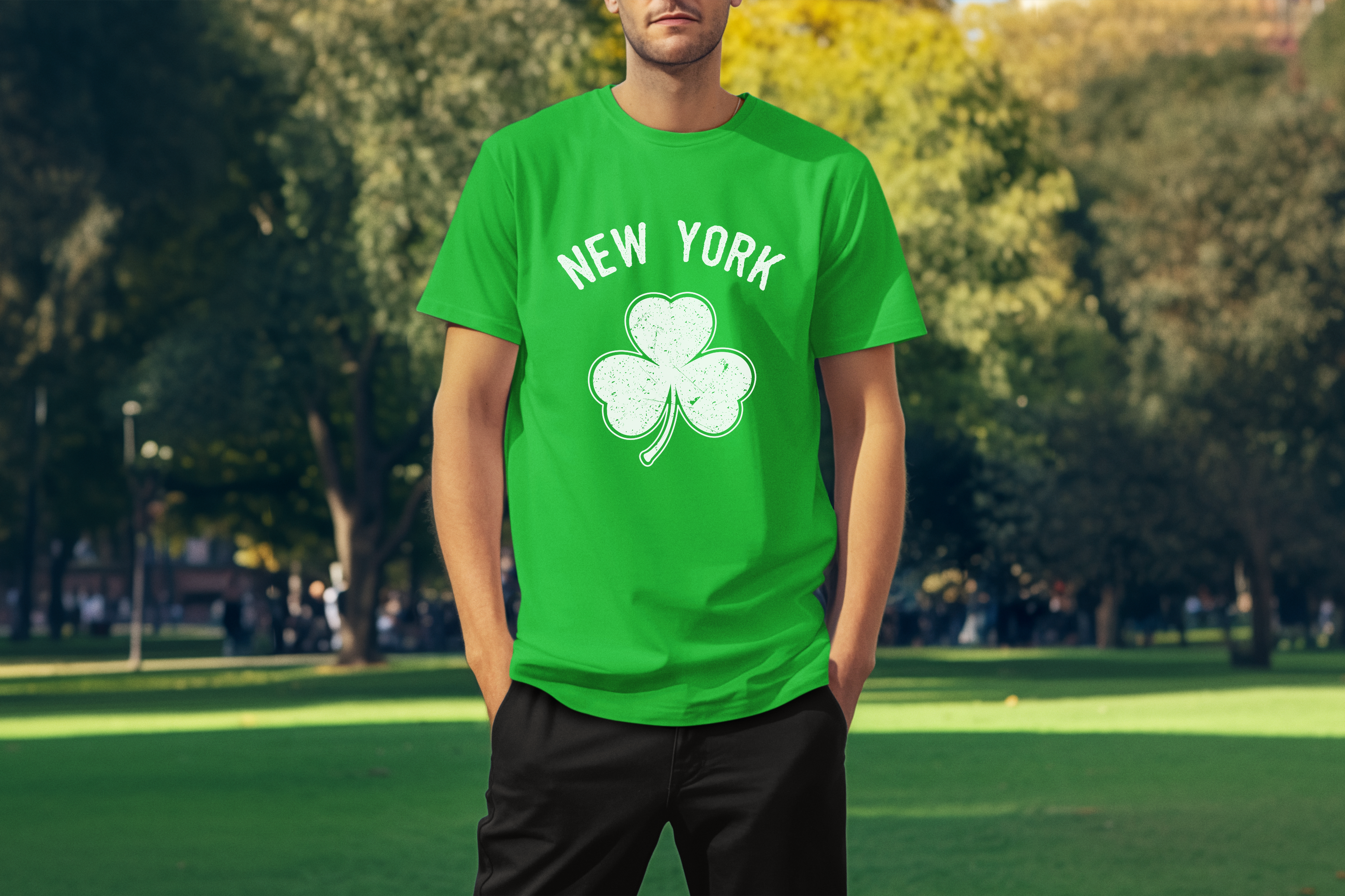 New York City Irish Shamrock Design Custom T-Shirt