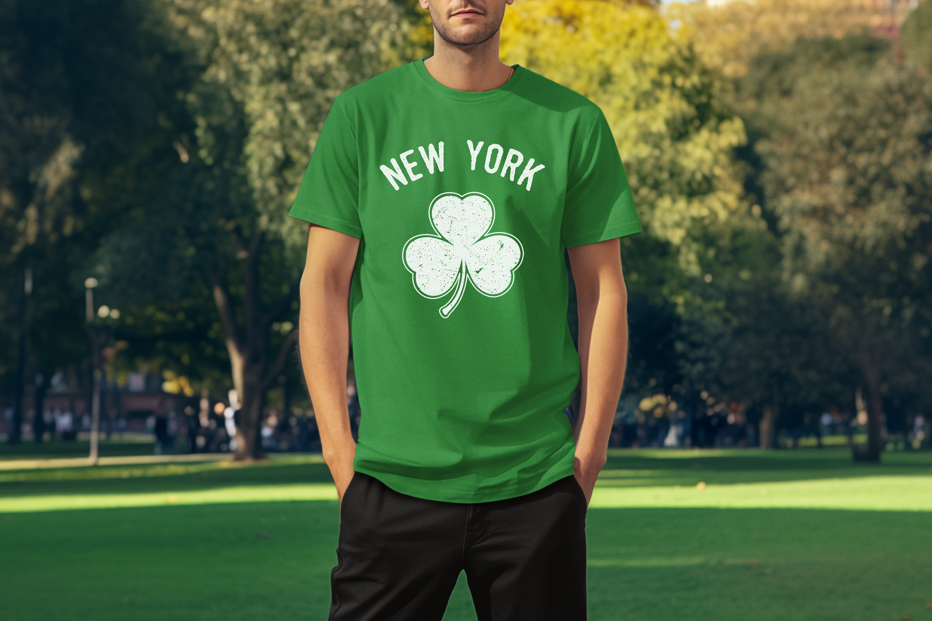 New York City Irish Shamrock Design Custom T-Shirt