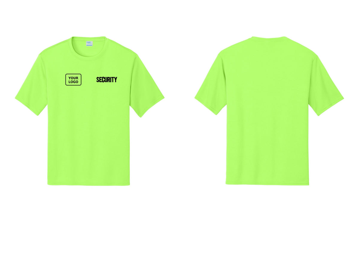 NYC Factory Men's Custom Logo Security Performance T-Shirt - SECURITY + Your Logo - Neon Green