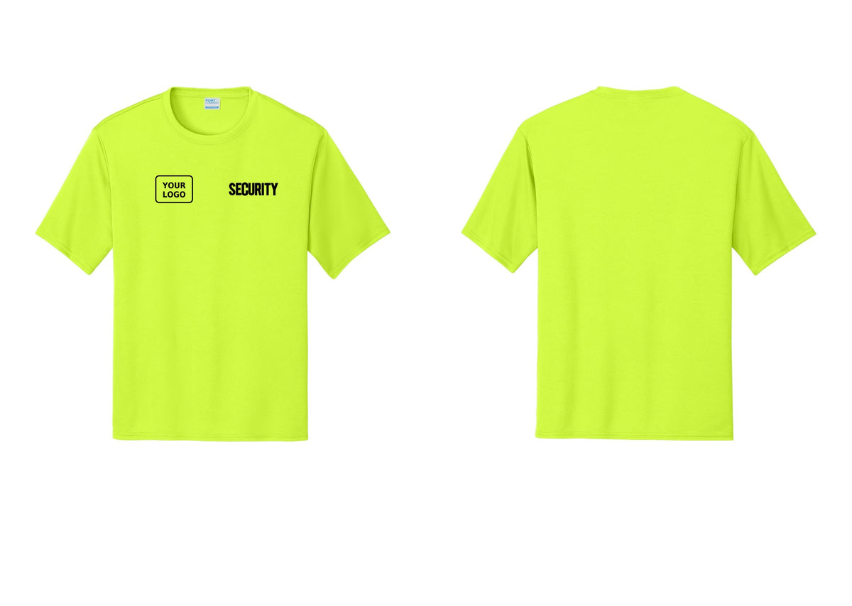 NYC Factory Men's Custom Logo Security Performance T-Shirt - SECURITY + Your Logo - Neon Yellow