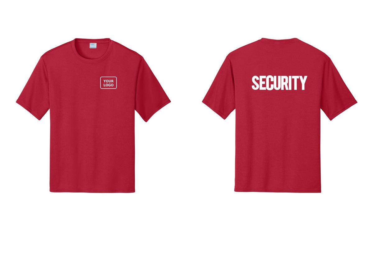 NYC Factory Men's Custom Logo Security Performance T-Shirt - Your Logo + Back - Red