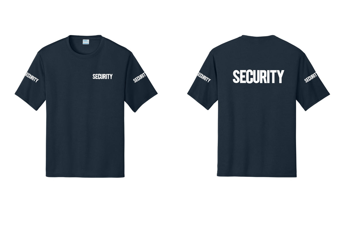 NYC Factory Men's Security Performance T-Shirt - Chest + Back + Security Sleeves - Navy