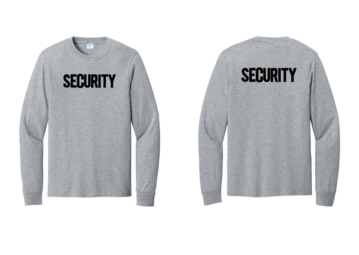 NYC Factory Men's Security Cotton Long Sleeve T-Shirt - Front + Back - Athletic Heather