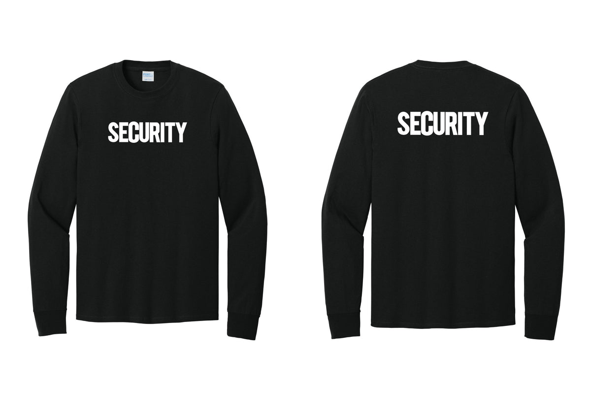 NYC Factory Men's Security Cotton Long Sleeve T-Shirt - Front + Back - Black