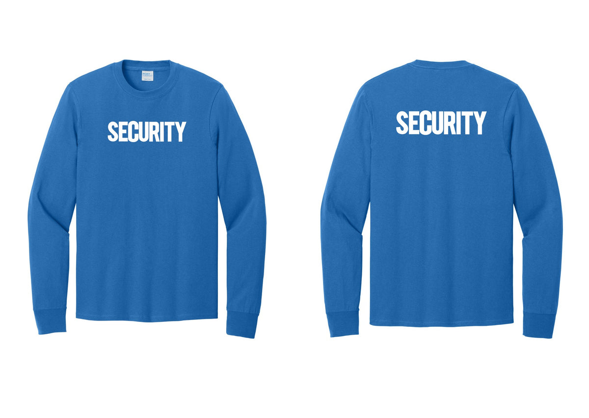 NYC Factory Men's Security Cotton Long Sleeve T-Shirt - Front + Back - Royal