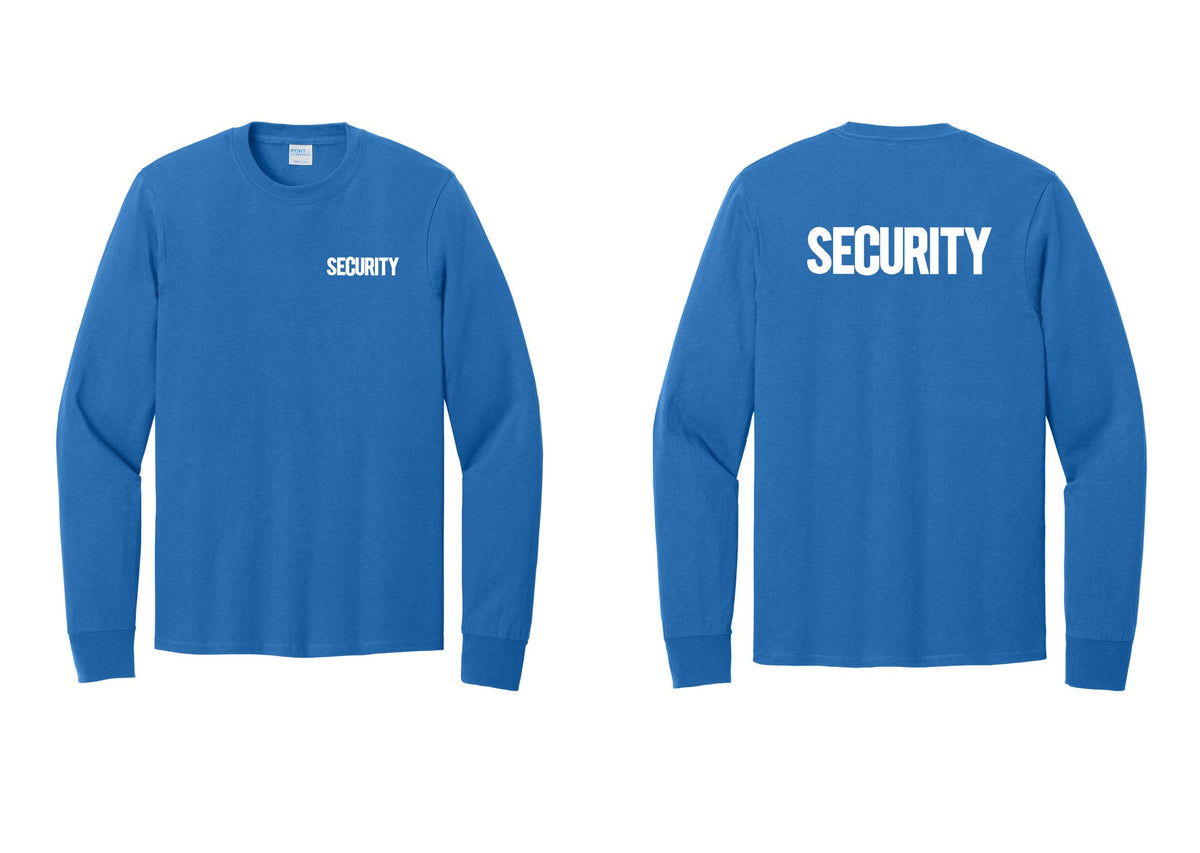 NYC Factory Men's Security Cotton Long Sleeve T-Shirt - Chest + Back - Royal