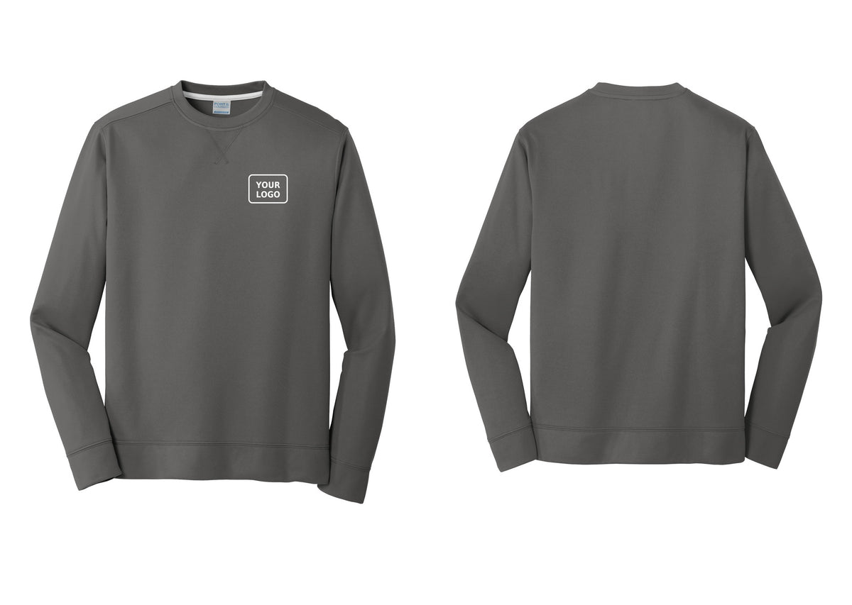 NYC Factory Men's Custom Logo Security Performance Fleece Crewneck Sweatshirt - Your Logo Only - Charcoal