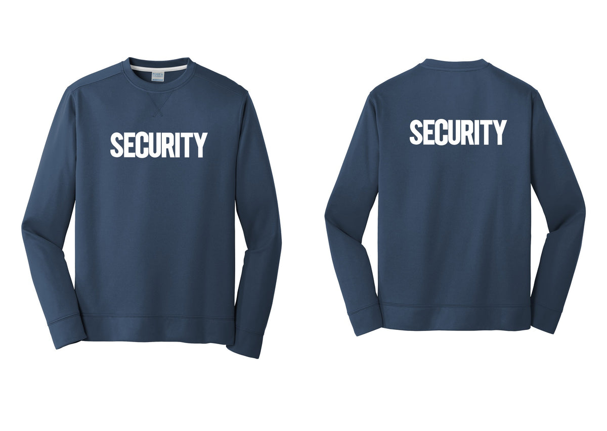 NYC Factory Men's Security Performance Fleece Crewneck Sweatshirt - Front + Back - Navy