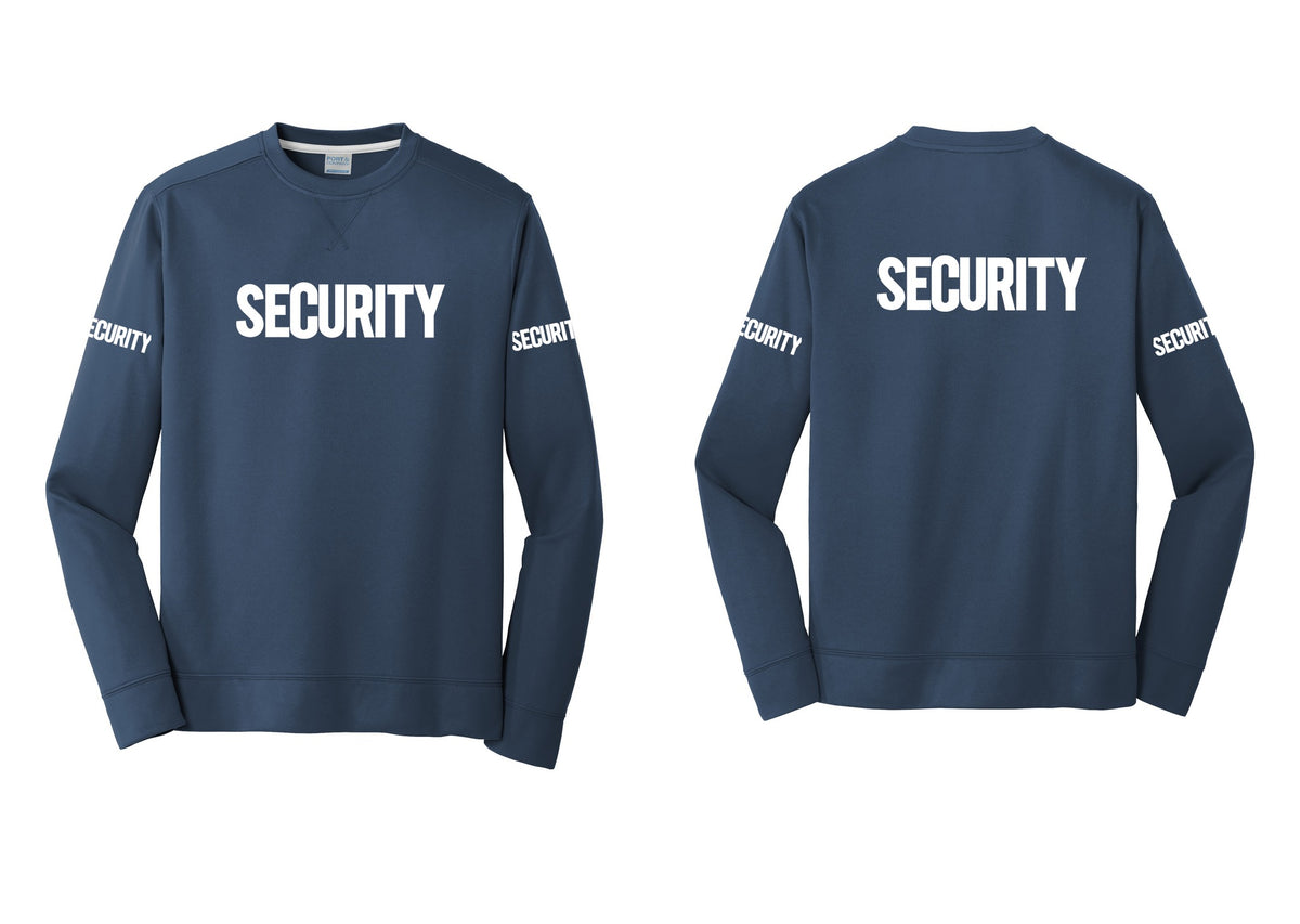 NYC Factory Men's Security Performance Fleece Crewneck Sweatshirt - Front + Back + Security Sleeves - Navy